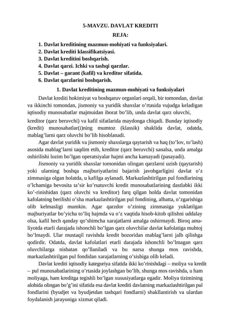 Davlat Krediti Reja