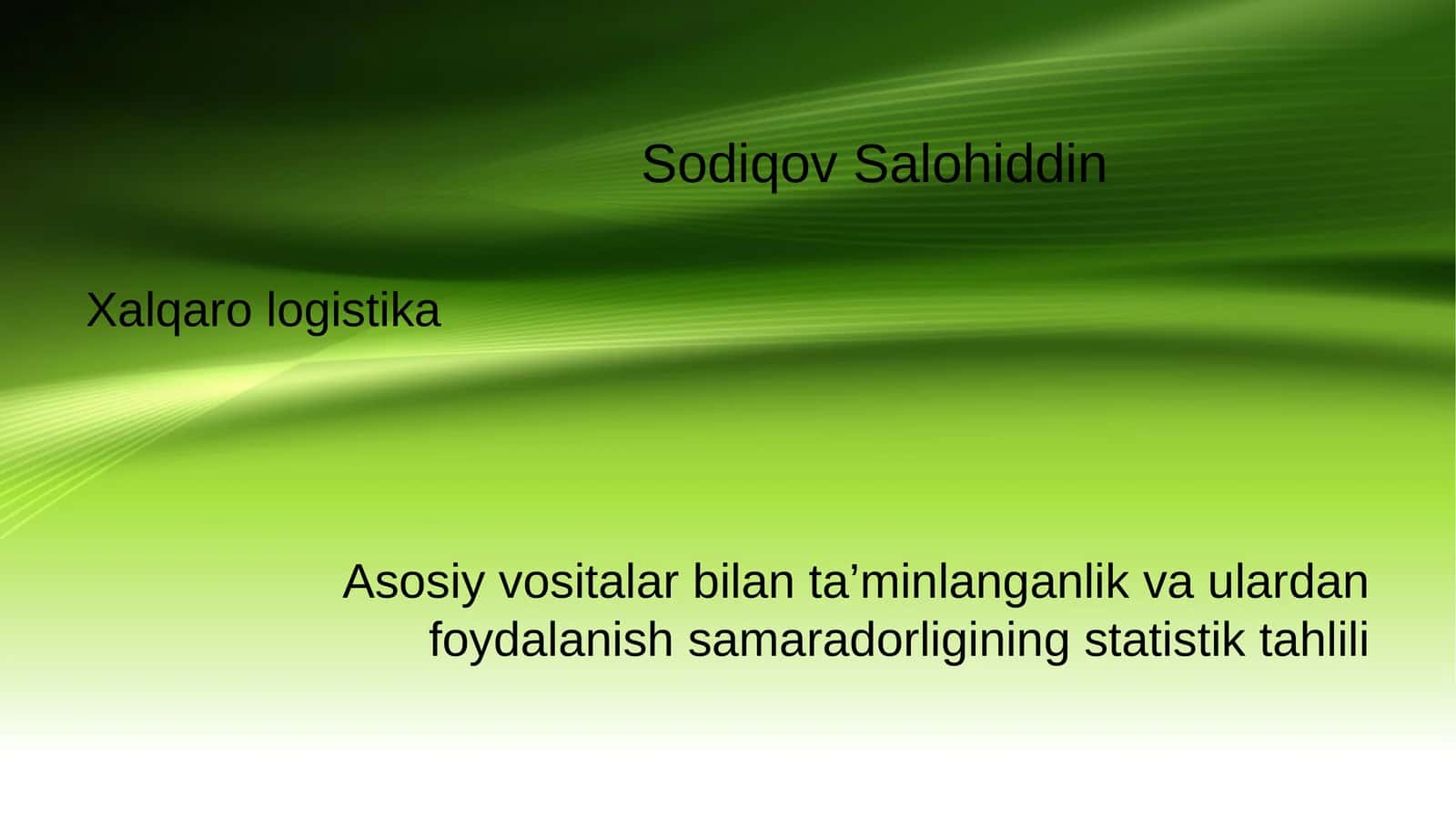 Asosiy vositalar bilan ta’minlanganlik va ulardan foydalanish samaradorligining statistik tahlili