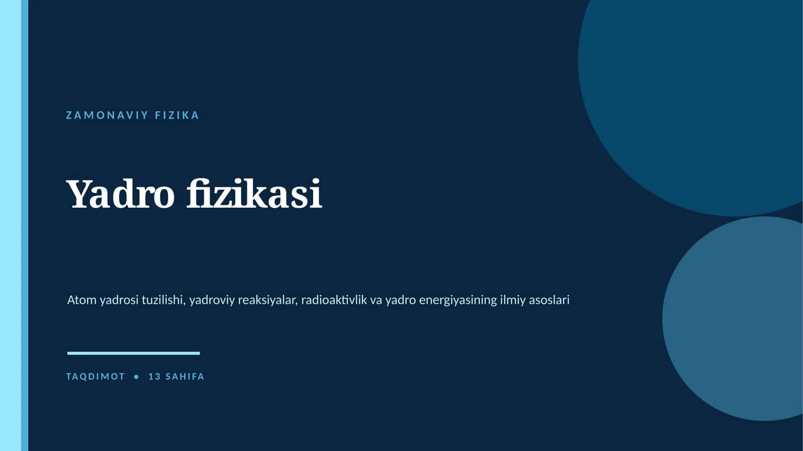 ZAMONAVIY FIZIKA
