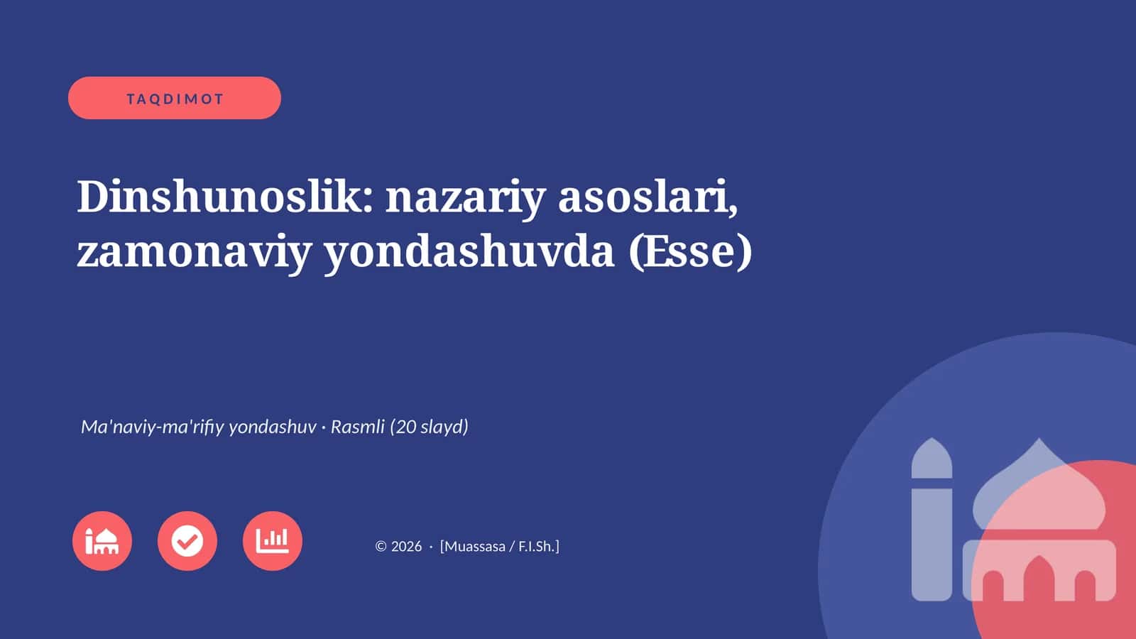 Dinshunoslik: nazariy asoslari, zamonaviy yondashuvda (Esse)