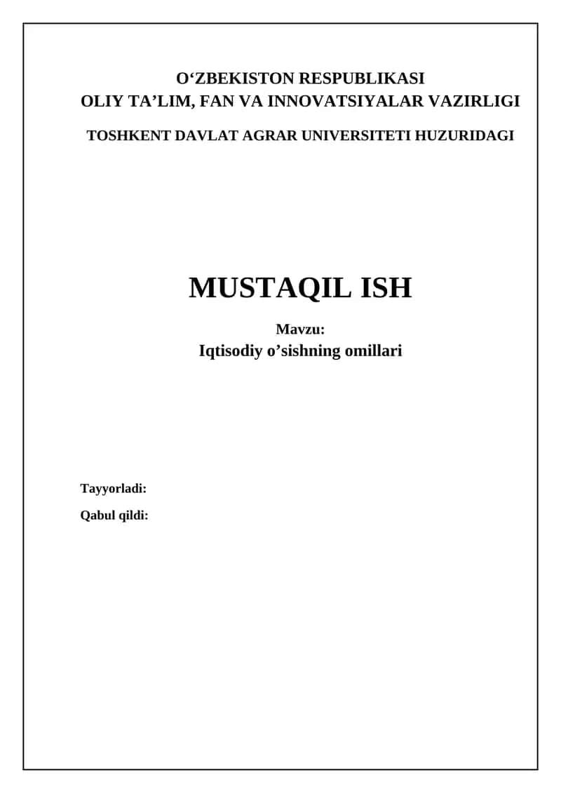 Iqtisodiy o'sishning omillari