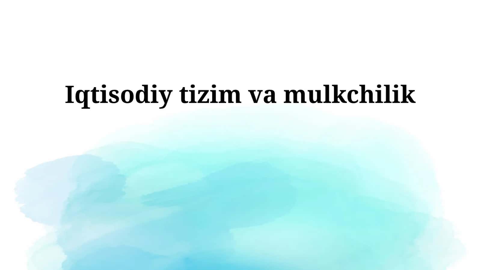 Iqtisodiy tizim va mulkchilik