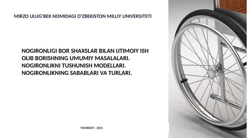 NOGIRONLIGI BOR SHAXSLAR BILAN IJTIMOIY ISH OLIB BORISHNING UMUMIY MASALALARI