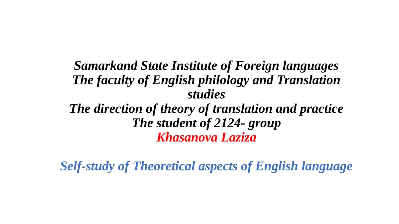 Theoretical aspects of English language. Types of sentences