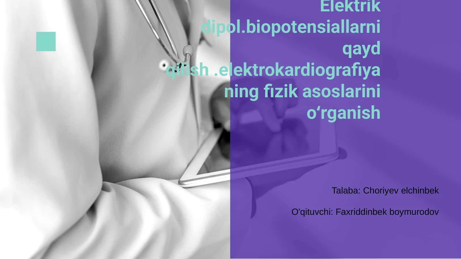Elektrik Dipol va Biopotensiallar