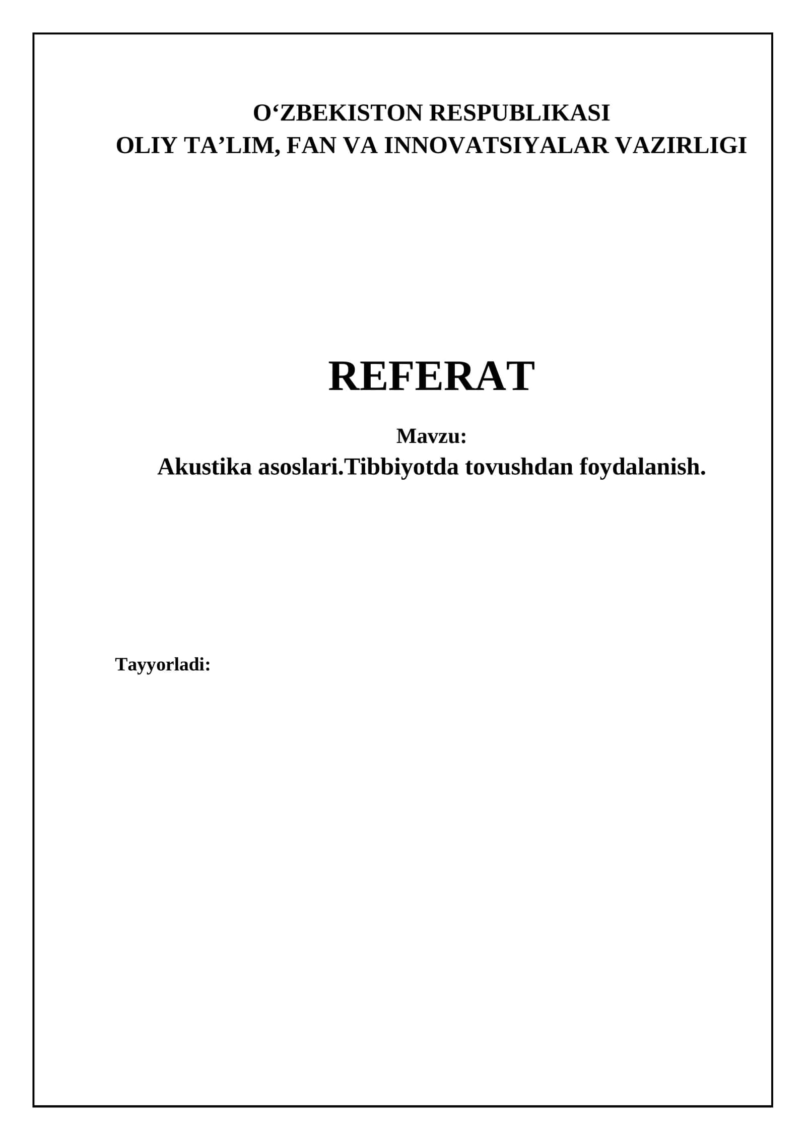 Akustika asoslari va tovushning fizik xususiyatlari