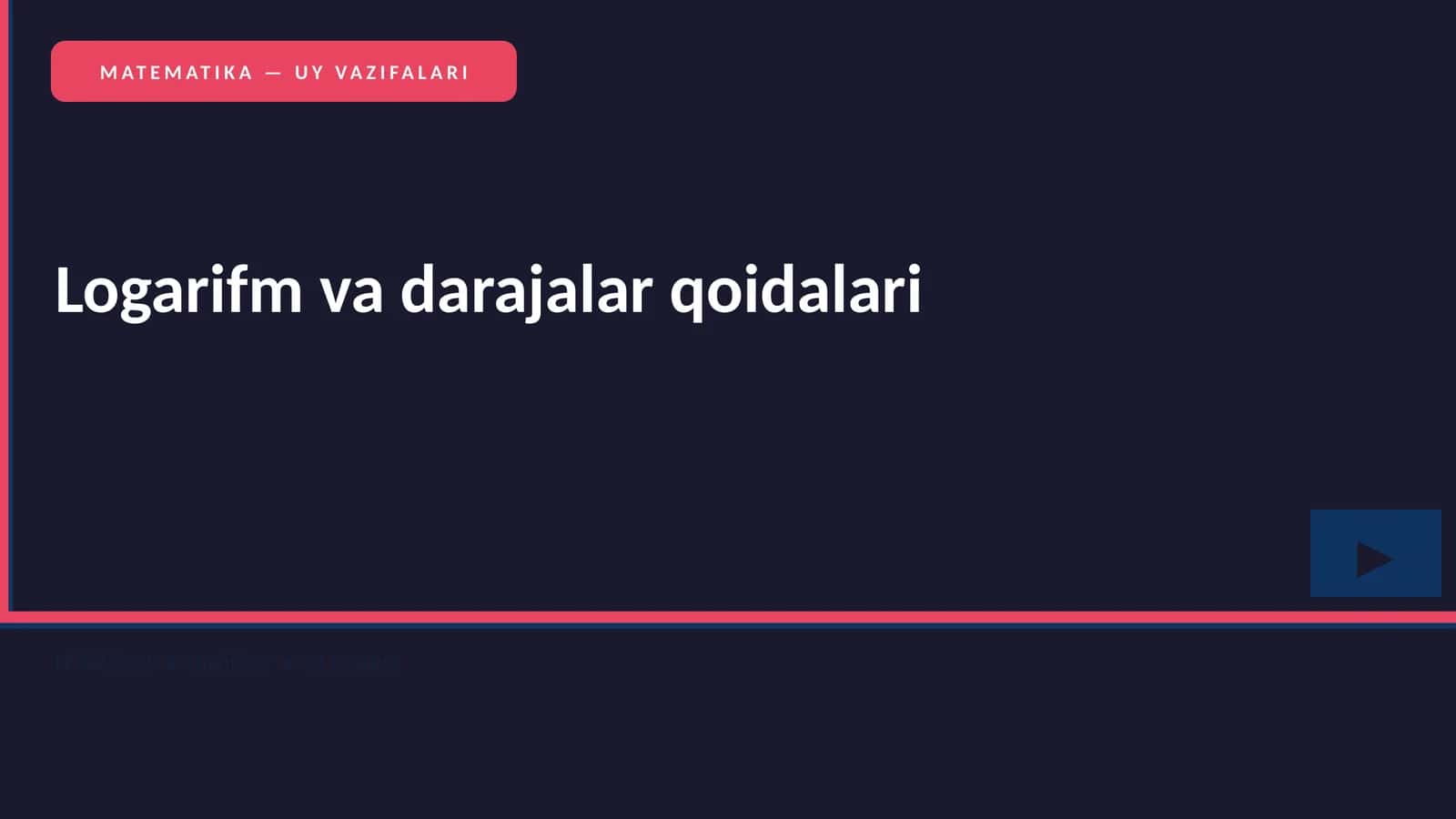 MATEMATIKA — UY VAZIFALARI