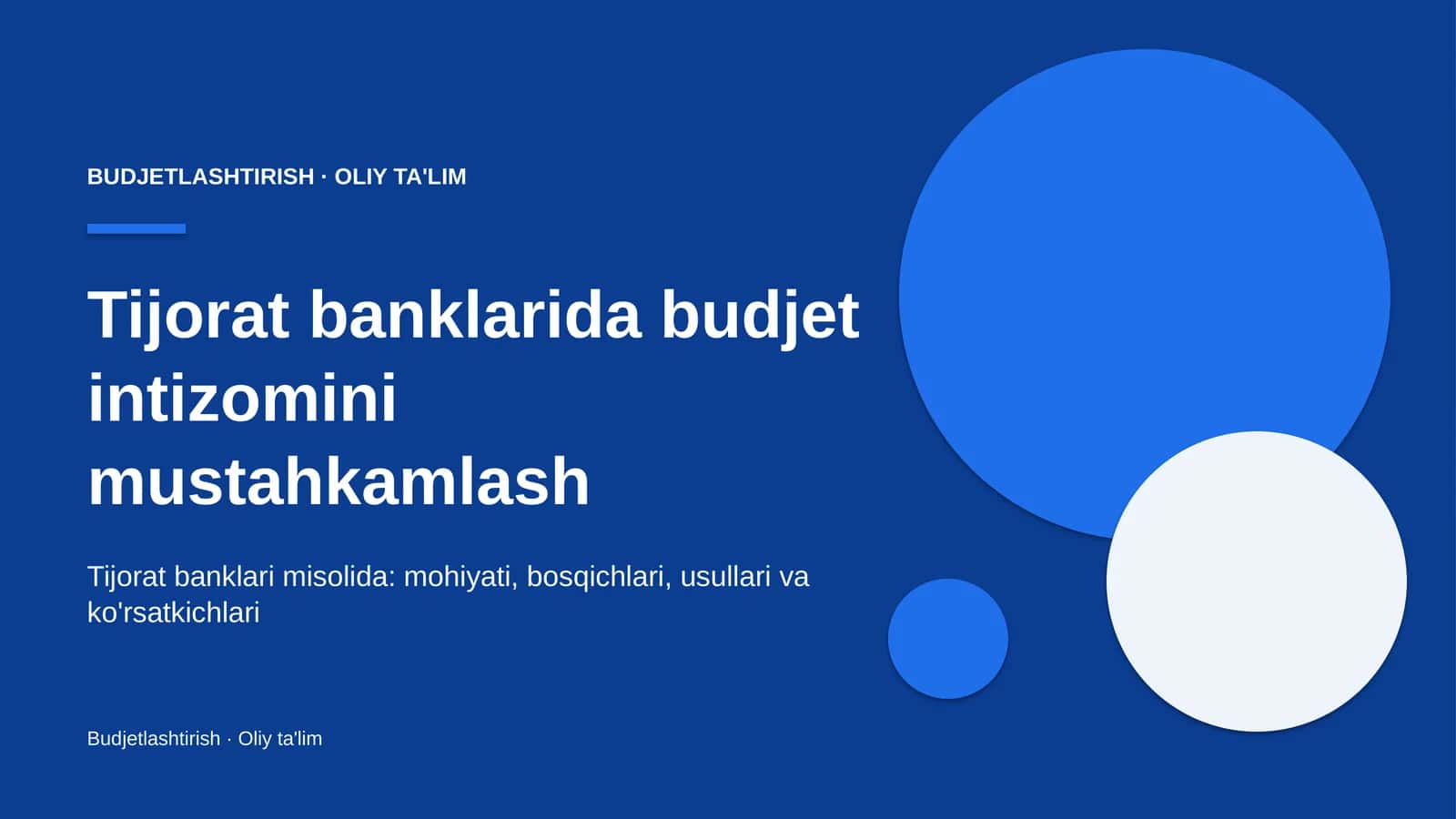 Tijorat banklarida budjet intizomini mustahkamlash