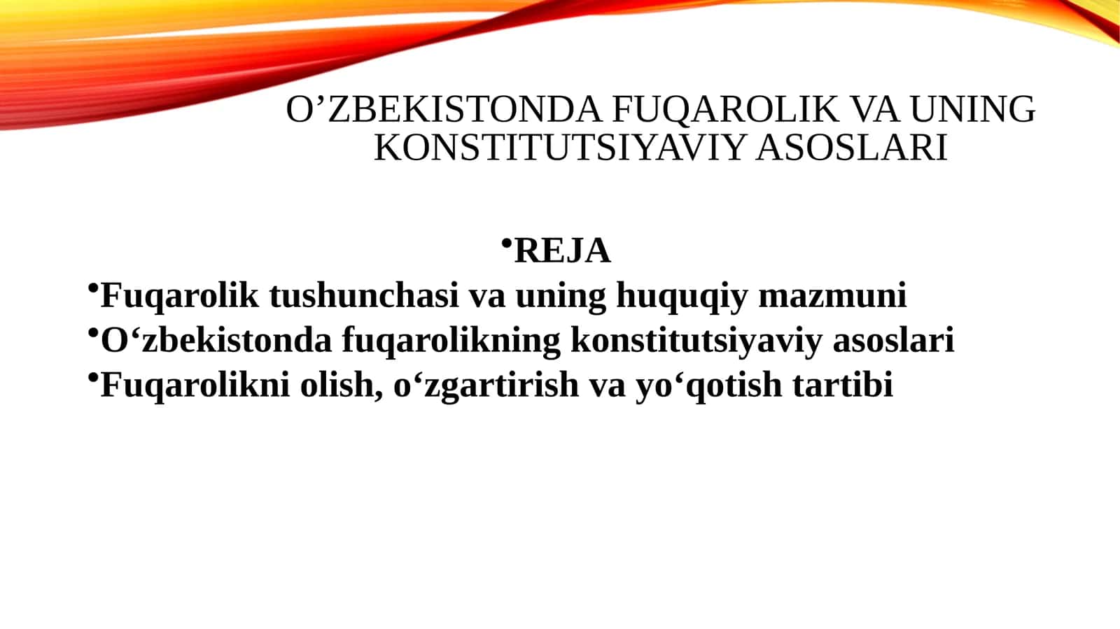 O‘zbekistonda Fuqarolik va uning Konstitutsiyaviy Asoslari