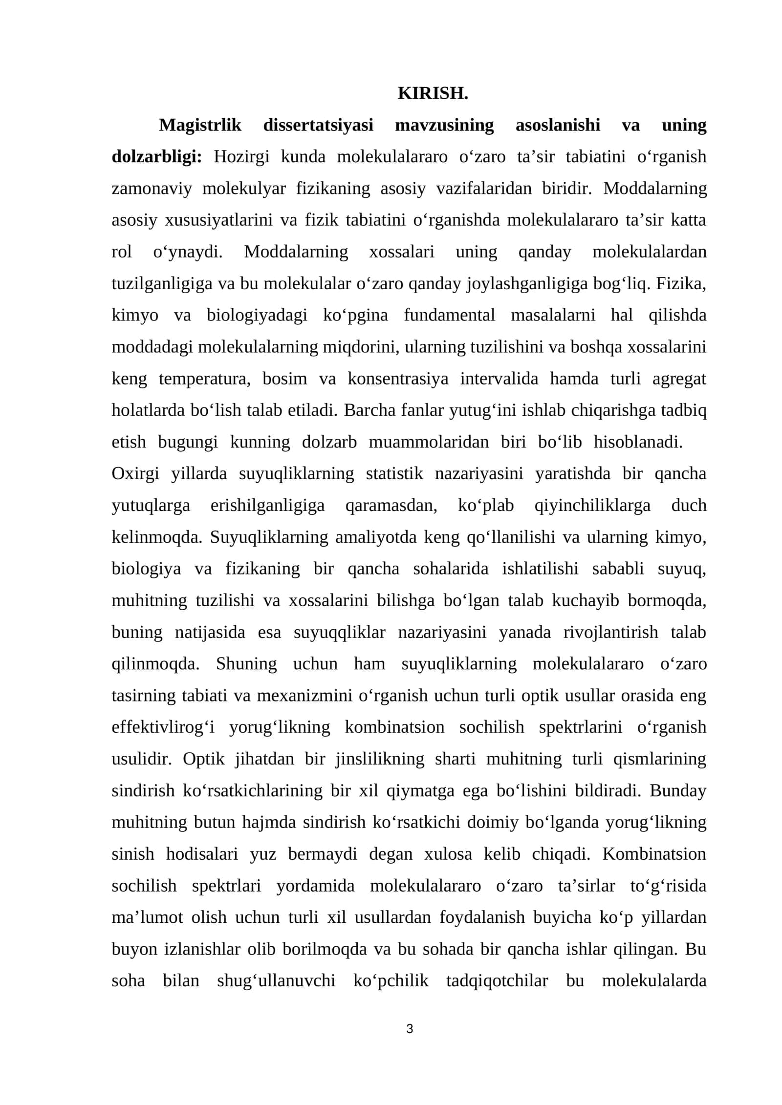 Molekulalararo O‘zaro Ta’sir Tabiatini O‘rganish