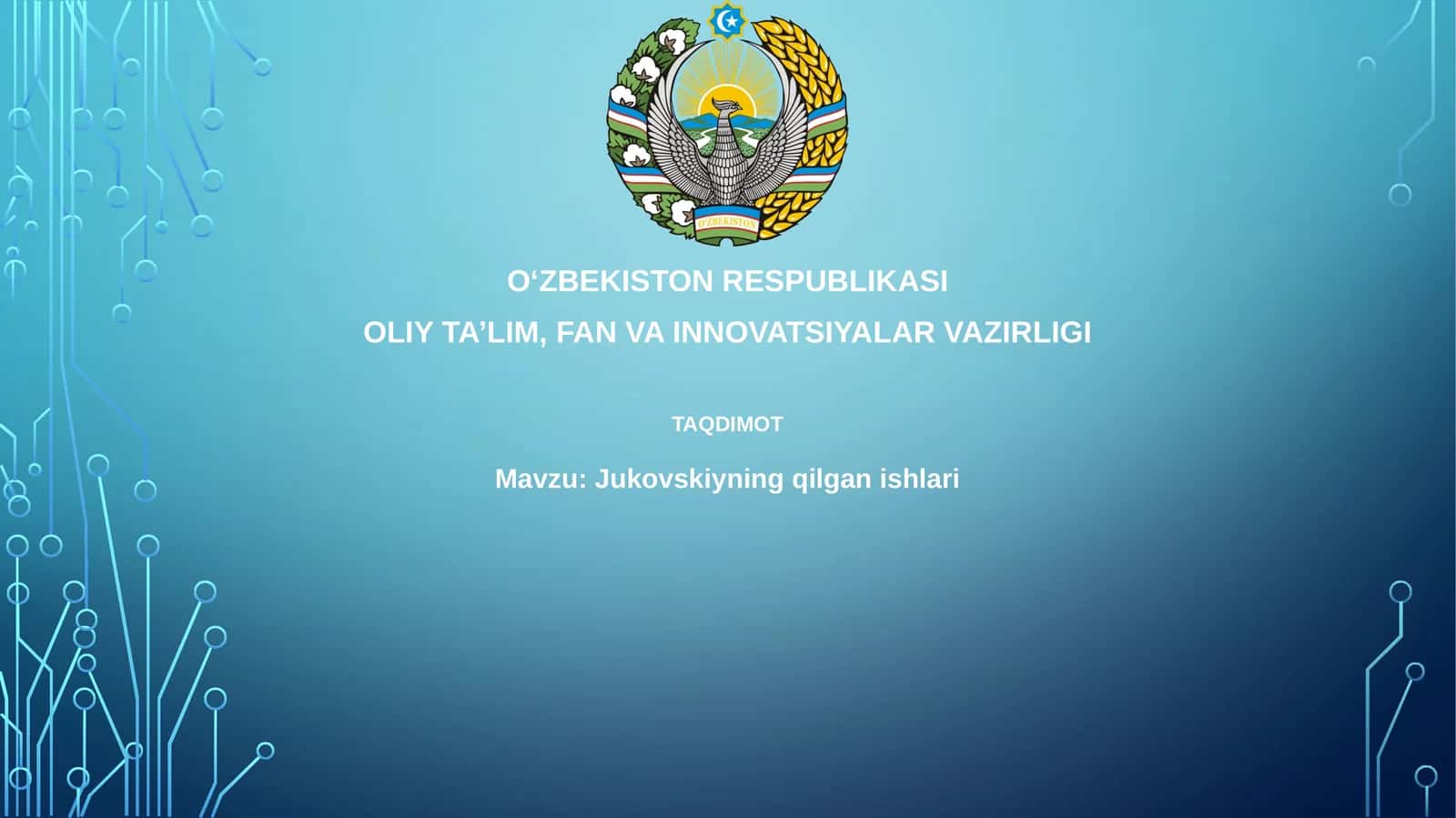 Jukovskiyning qilingan ishlari