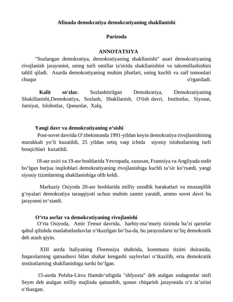Demokratiya rivojlanishi