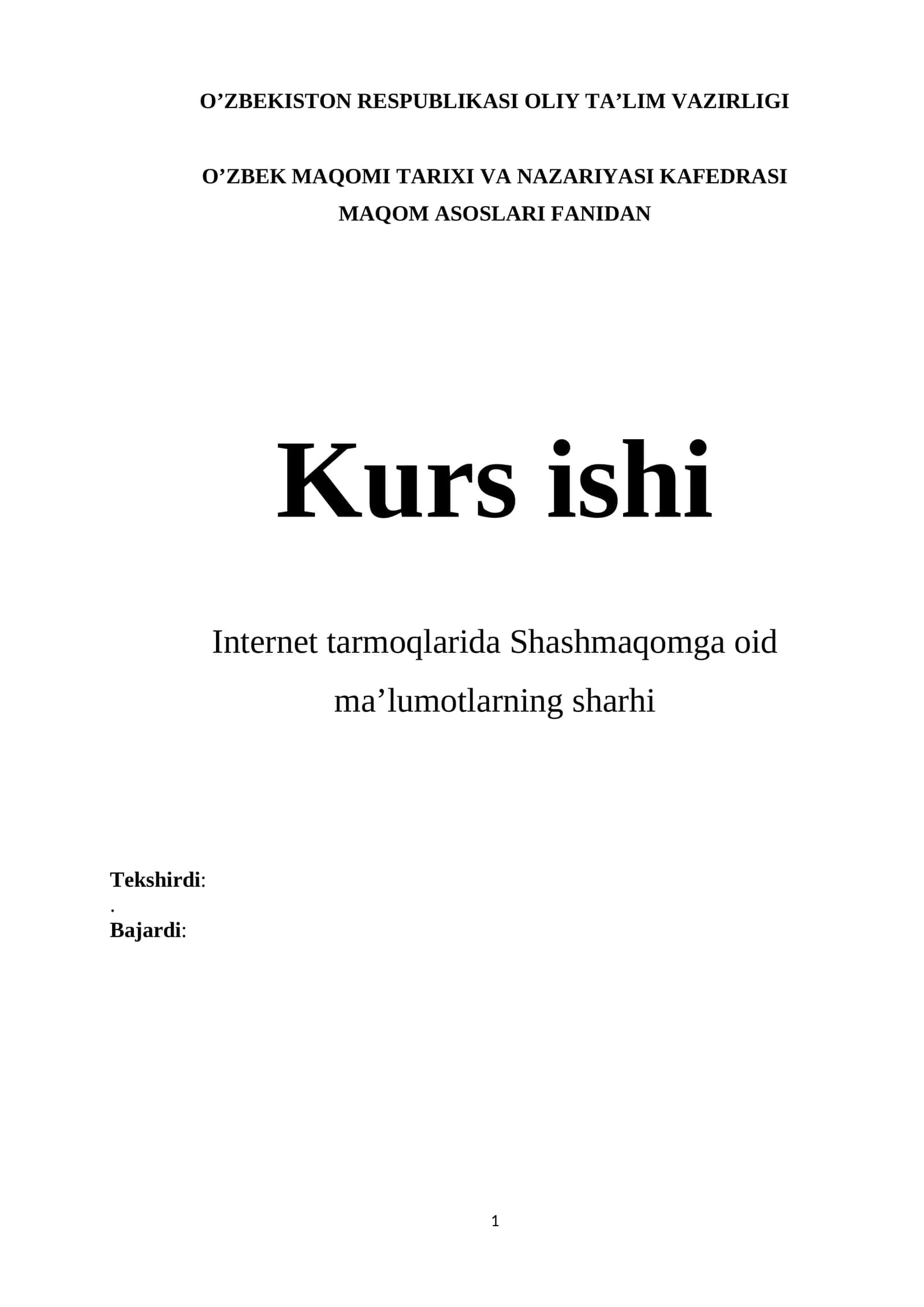Internet tarmoqlarida Shashmaqomga oid ma’lumotlarning sharhi