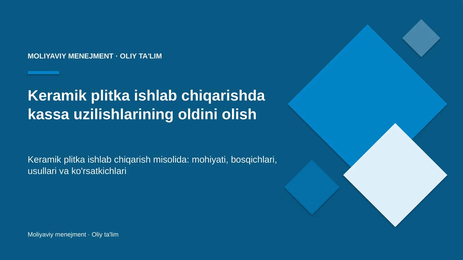 Keramik plitka ishlab chiqarishda kassa uzilishlarining oldini olish