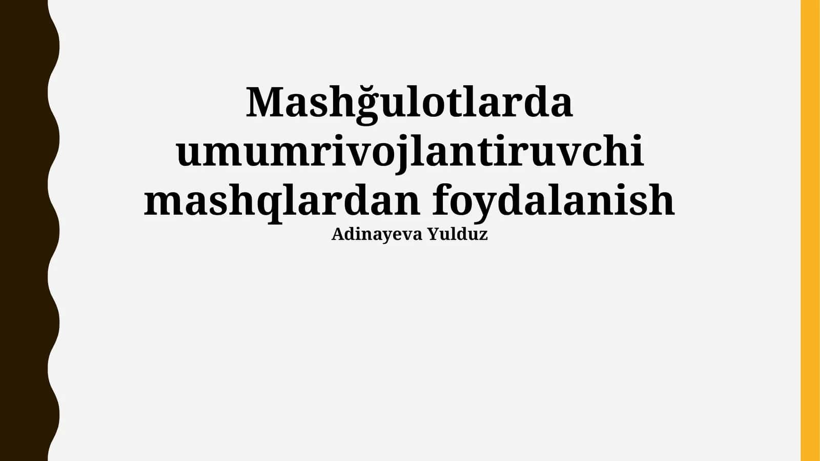 Umumiy Rivojlantirish Mashqlari