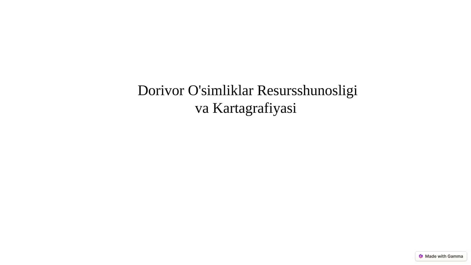 Dorivor o'simliklar resursshunosligi va kartagrafiyasi