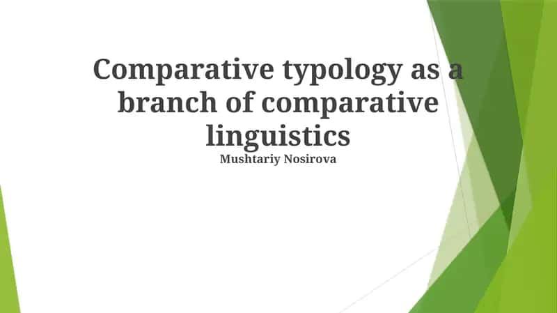 Comparative typology as a branch of comparative linguistics