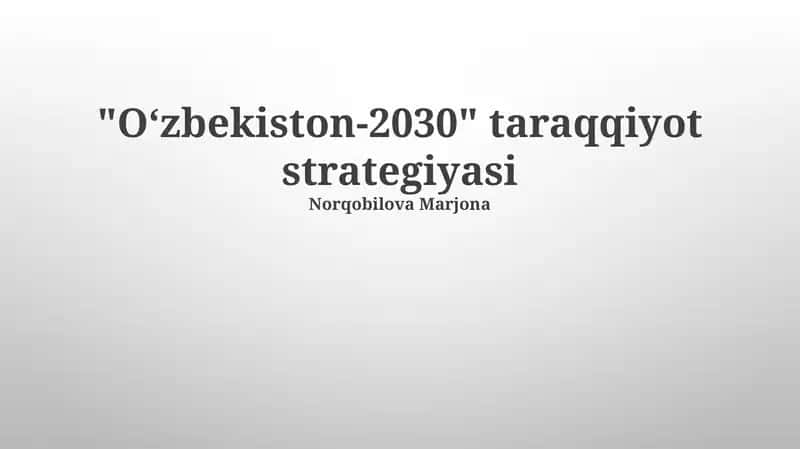 Oʻzbekiston-2030 taraqqiyot strategiyasi
