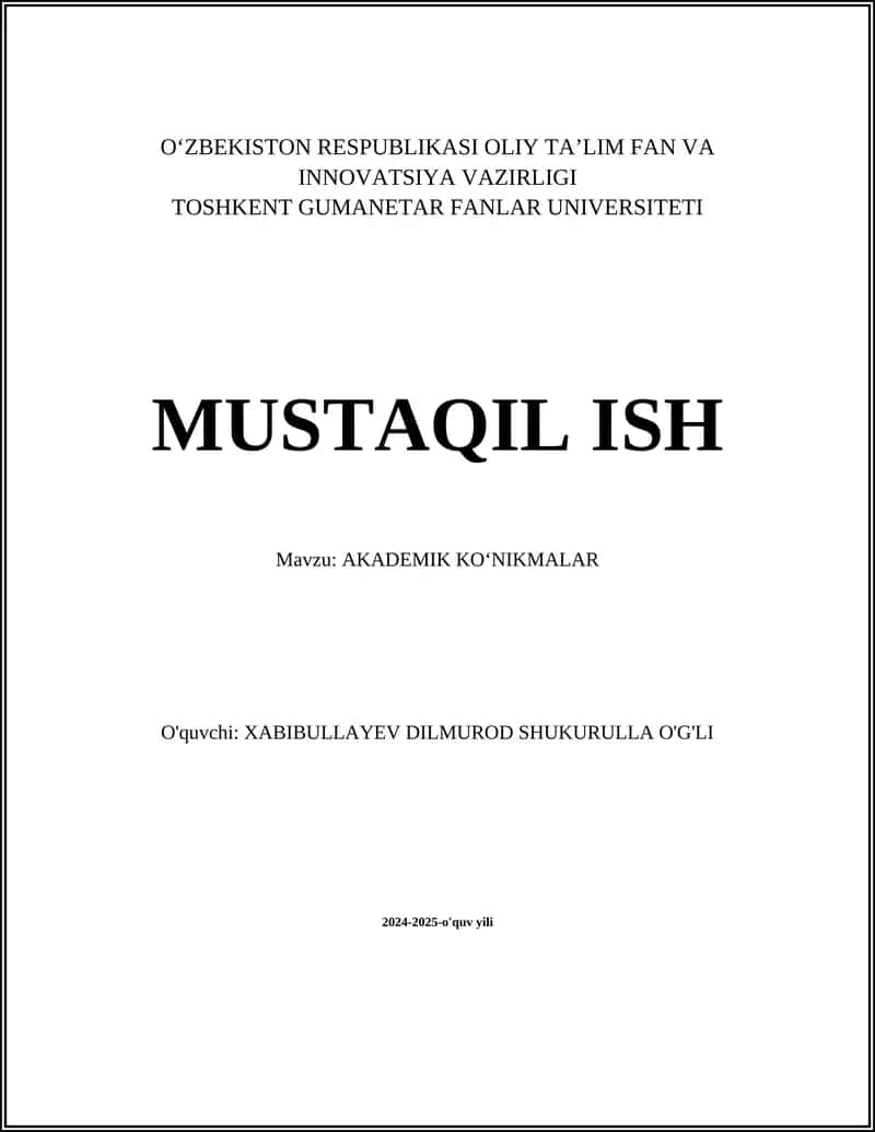 AKADEMIK KOʻNIKMALAR