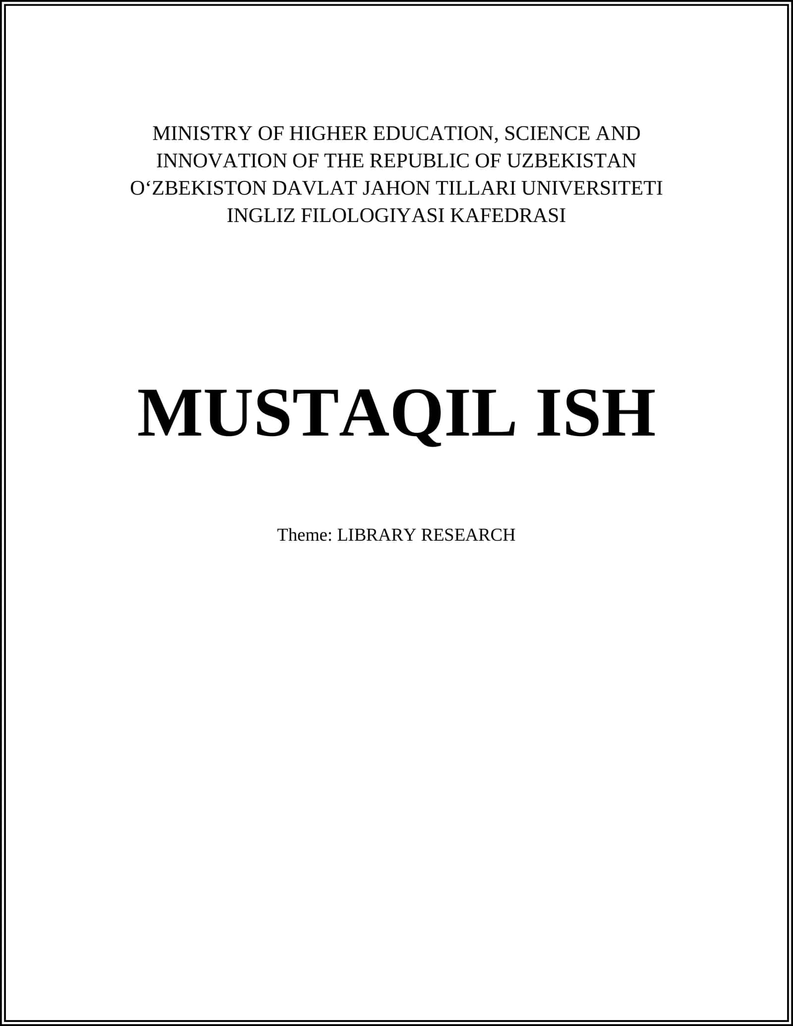 LIBRARY RESEARCH