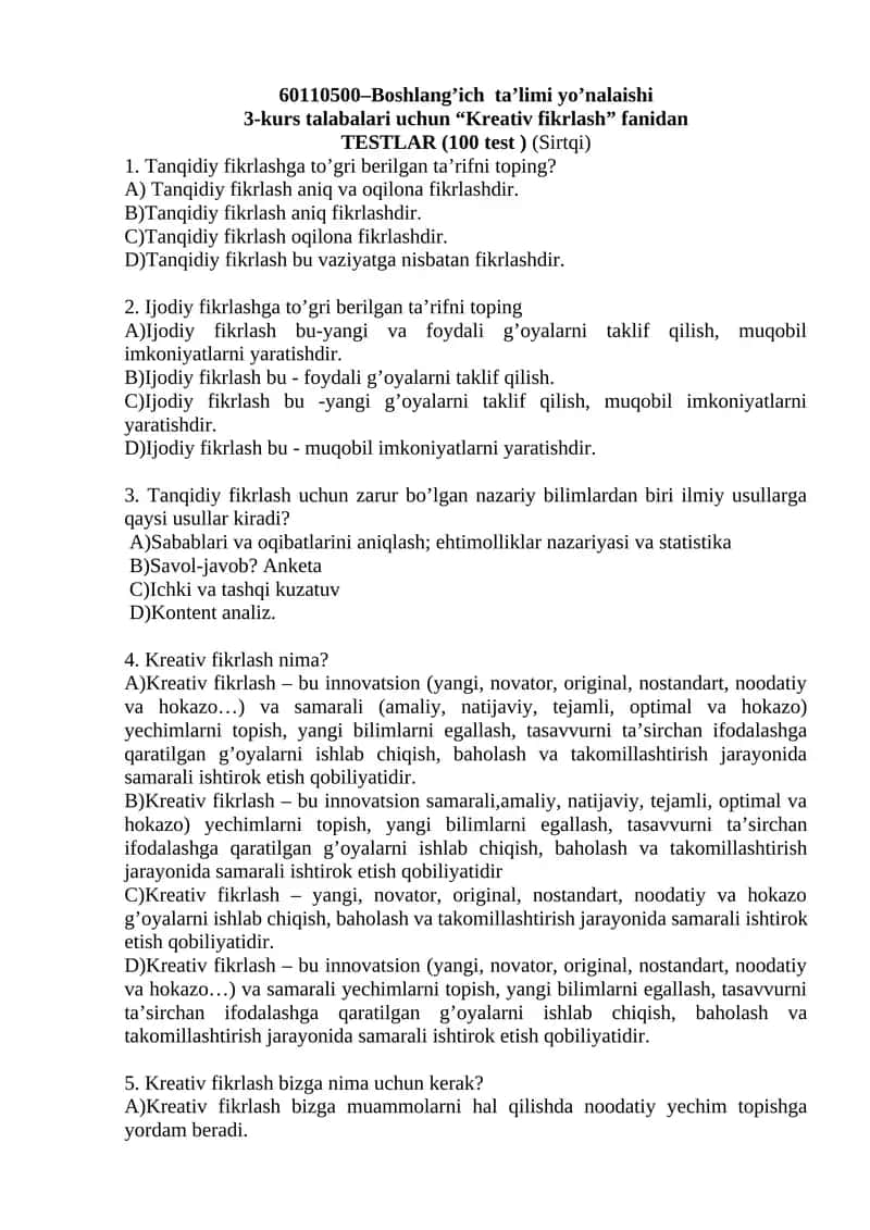 Boshlang’ich ta’limi yo’nalaishi
