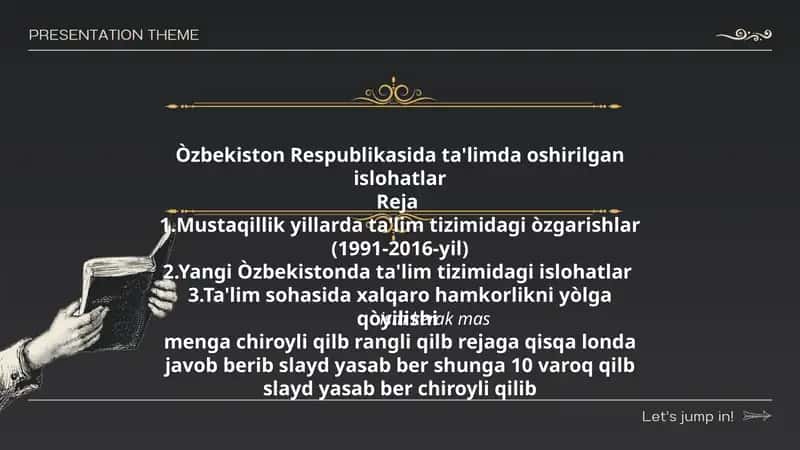 Òzbekiston Respublikasida ta'limda oshirilgan islohatlar
