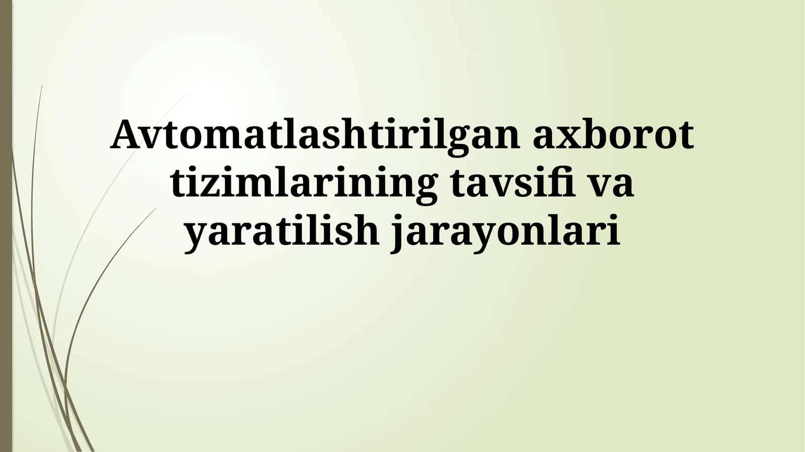 Avtomatlashtirilgan Axborot Tizimlarining Ta'rifi