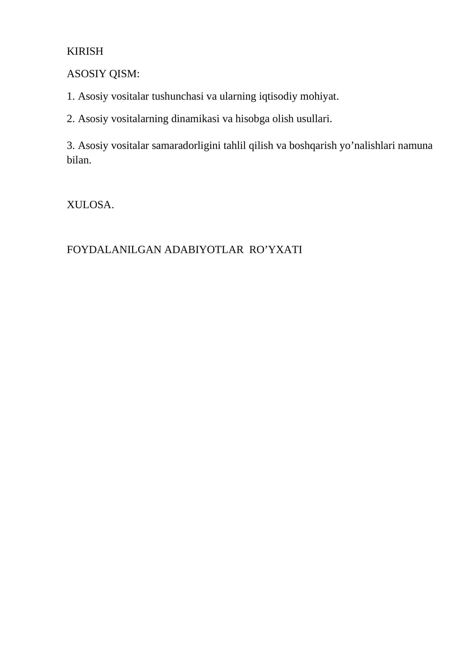Asosiy vositalar