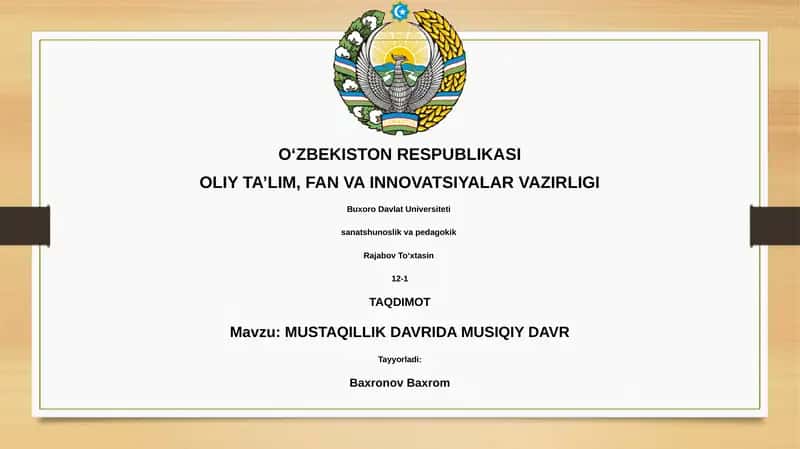 MUSTAQILLIK DAVRIDA MUSIQIY DAVR