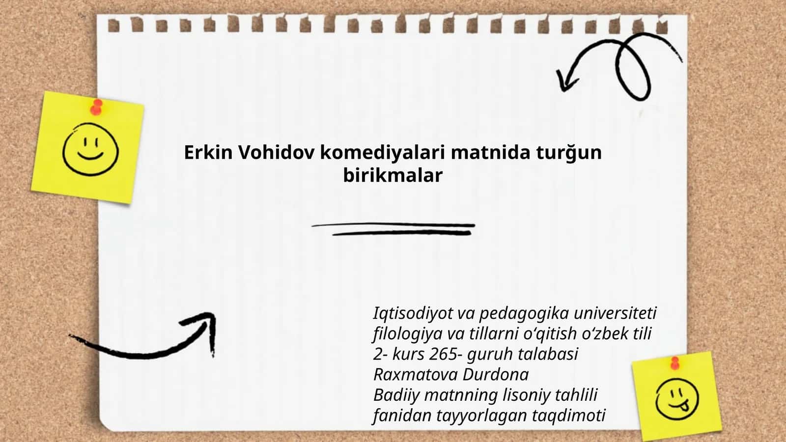 Erkin Vohidov komediyalari matnida turğun birikmalar