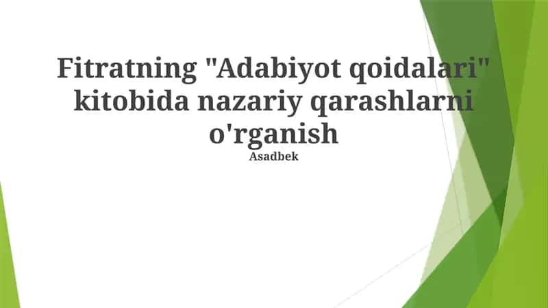 Fitratning "Adabiyot qoidalari" kitobi