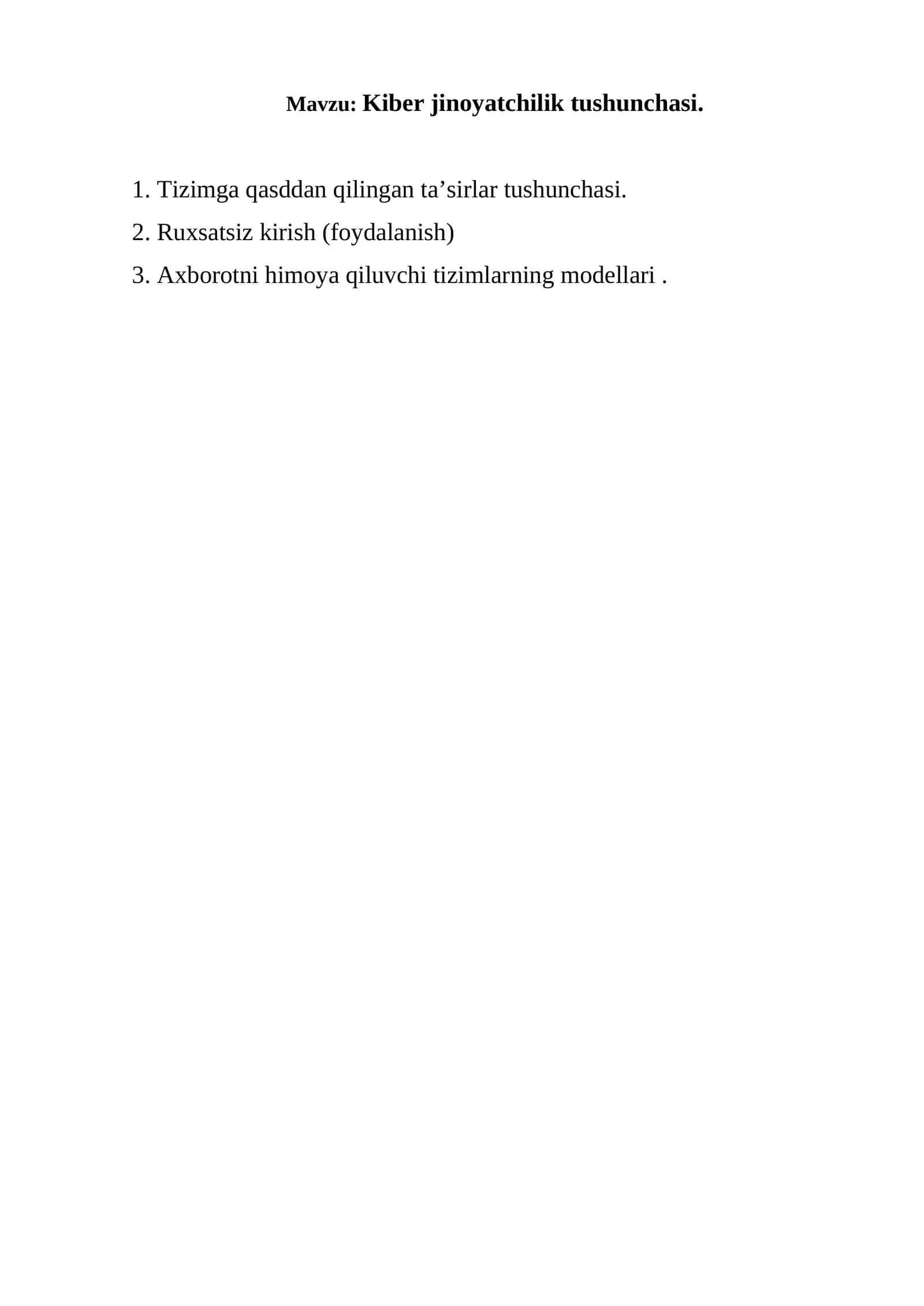 Kiber jinoyatchilik tushunchasi