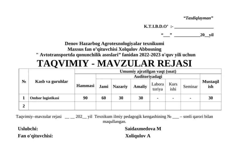 Avtotransportda qonunchilik asoslari