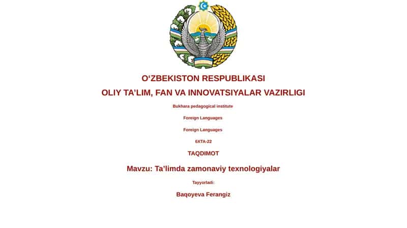 Ta’limda zamonaviy texnologiyalar