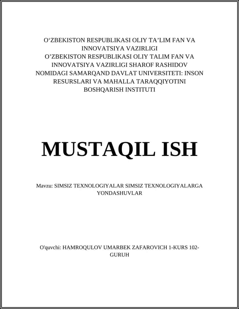 SIMSIZ TEXNOLOGIYALAR SIMSIZ TEXNOLOGIYALARGA YONDASHUVLAR