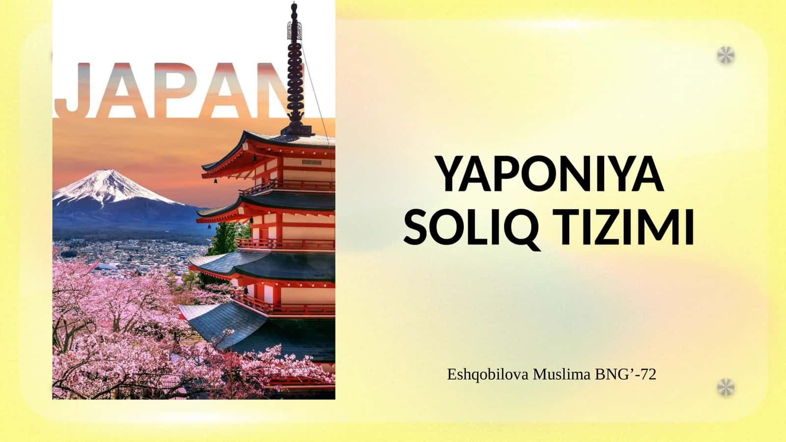 YAPONIYA SOLIQ TIZIMI