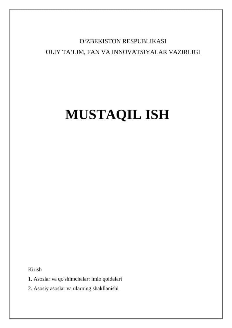 Asoslar va qo'shimchalar: imlo qoidalari