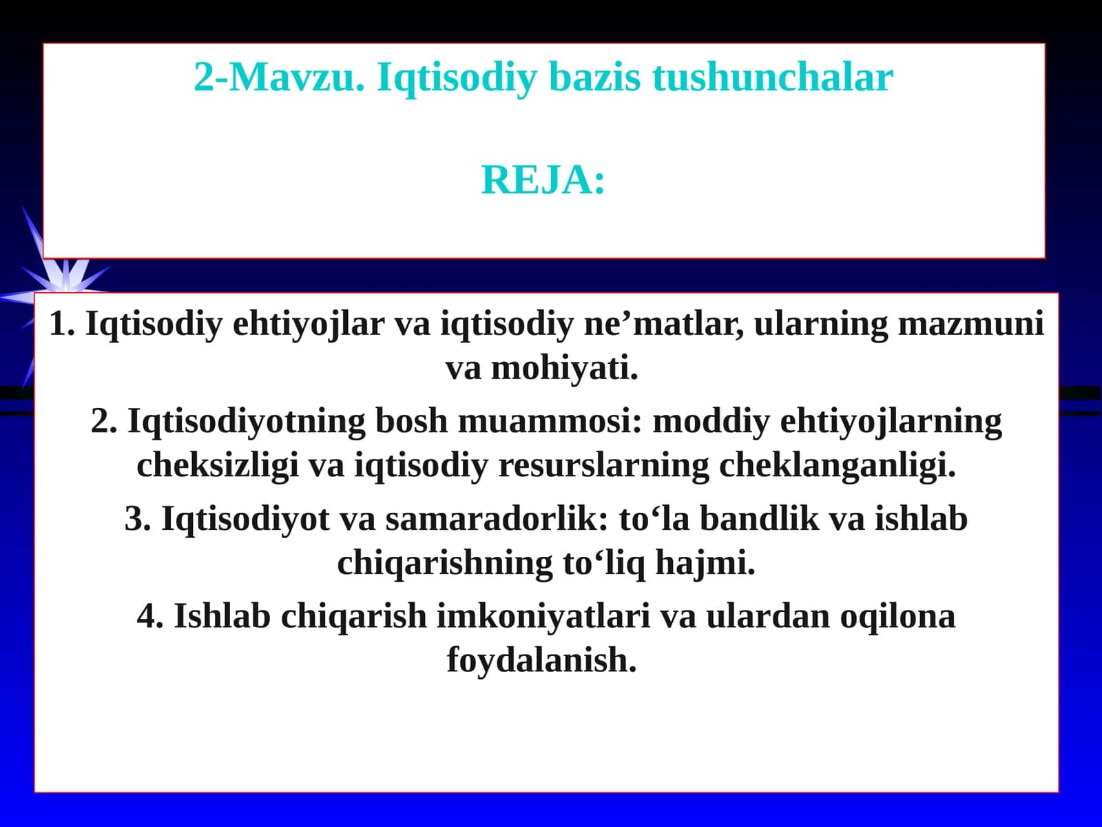 Iqtisodiy bazis tushunchalar