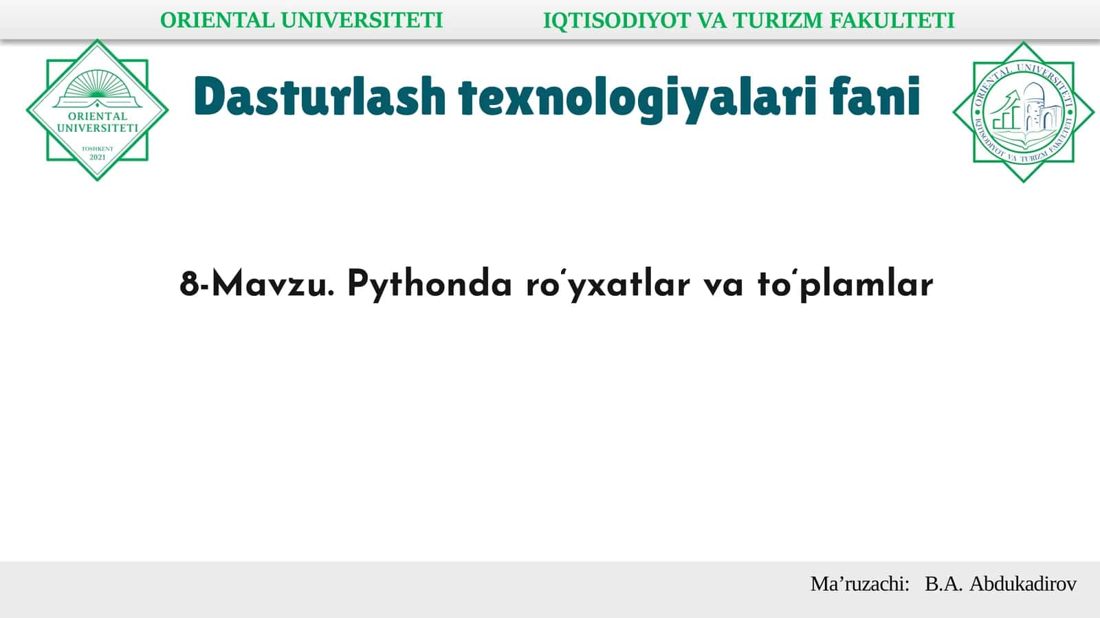 Dasturlashtexnologiyalarifani