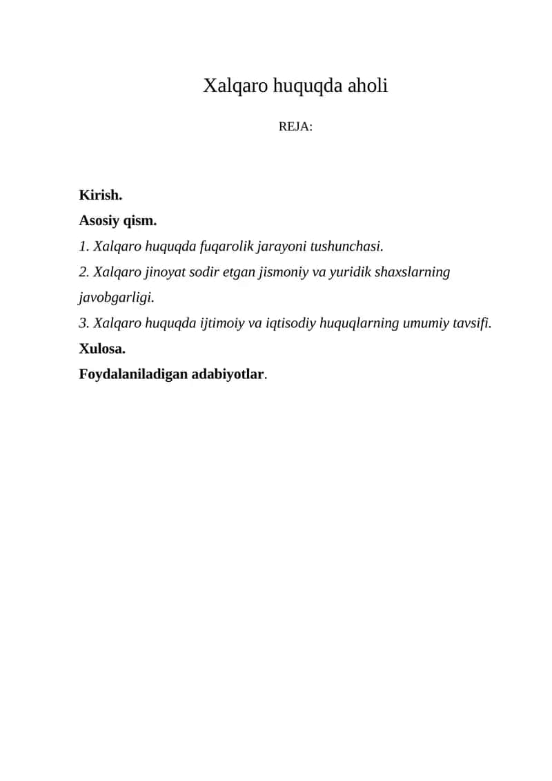 Xalqaro huquqda aholi