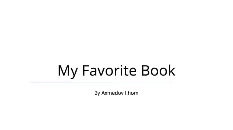 My Favorite Book