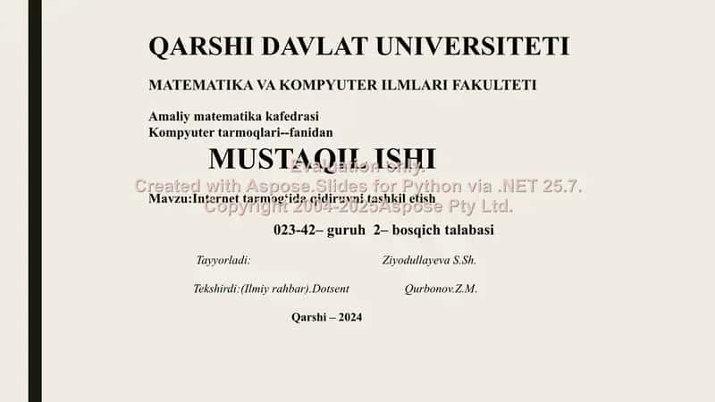 Internet tarmogʻida qidiruvni tashkil etish