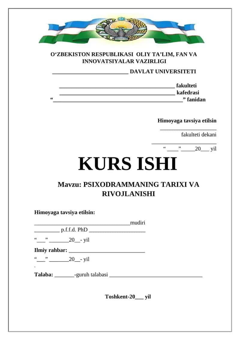 PSIXODRAMMANING TARIXI VA RIVOJLANISHI