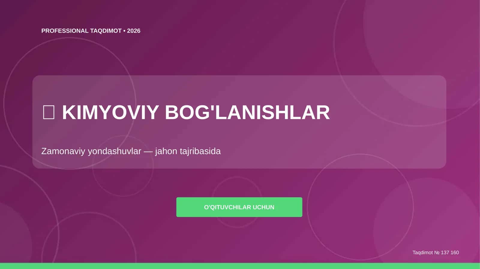 KIMYOVI BOG'LANISHLAR