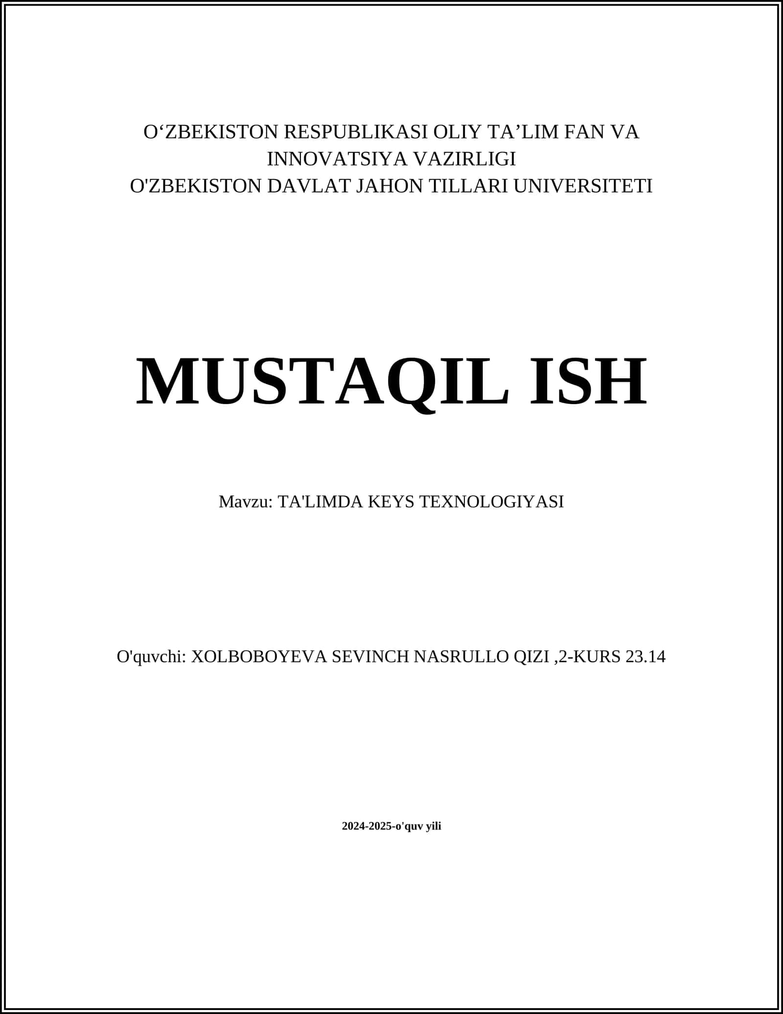 TA'LIMDA KEYS TEXNOLOGIYASI