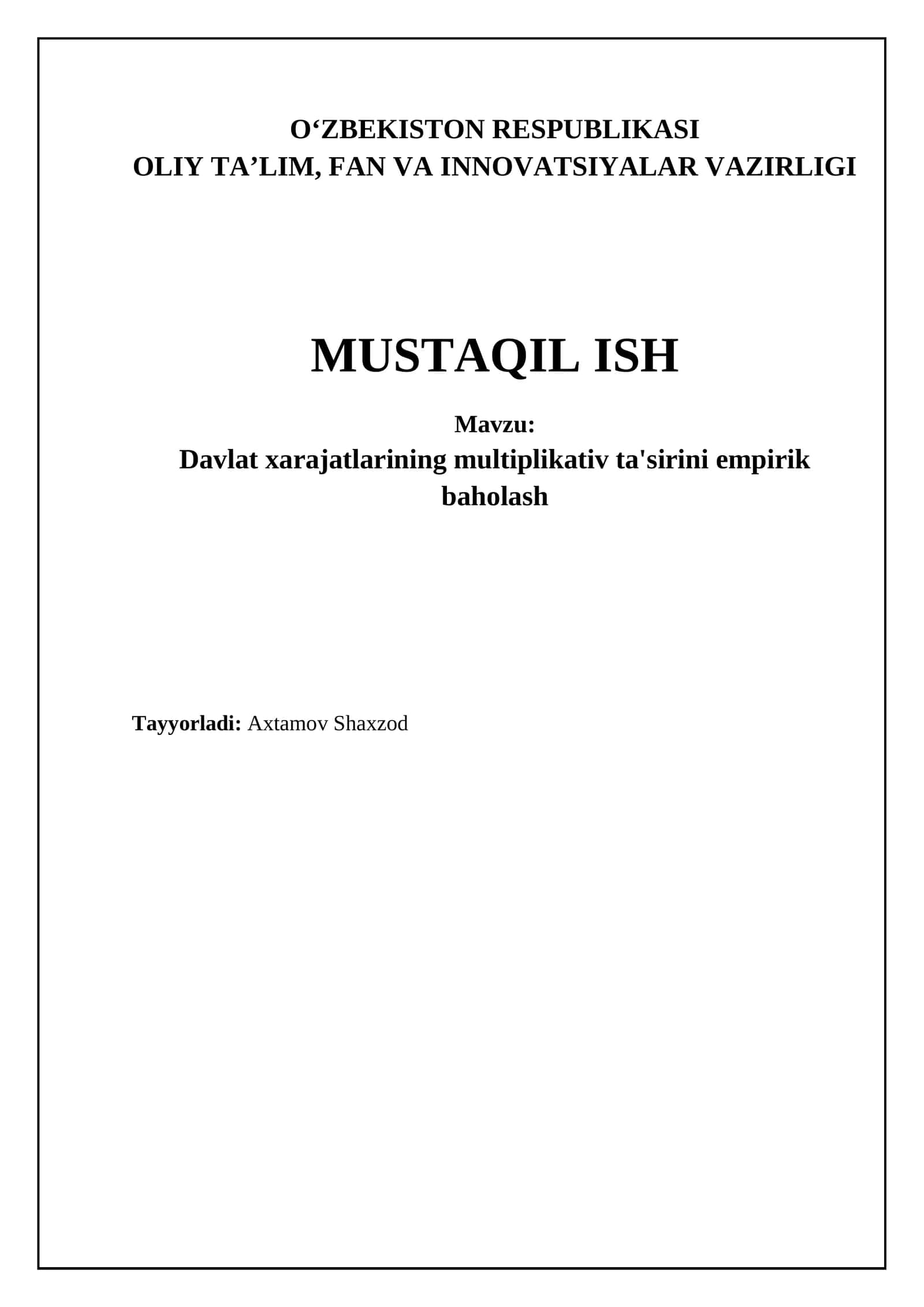 Davlat xarajatlarining multiplikativ ta'siri