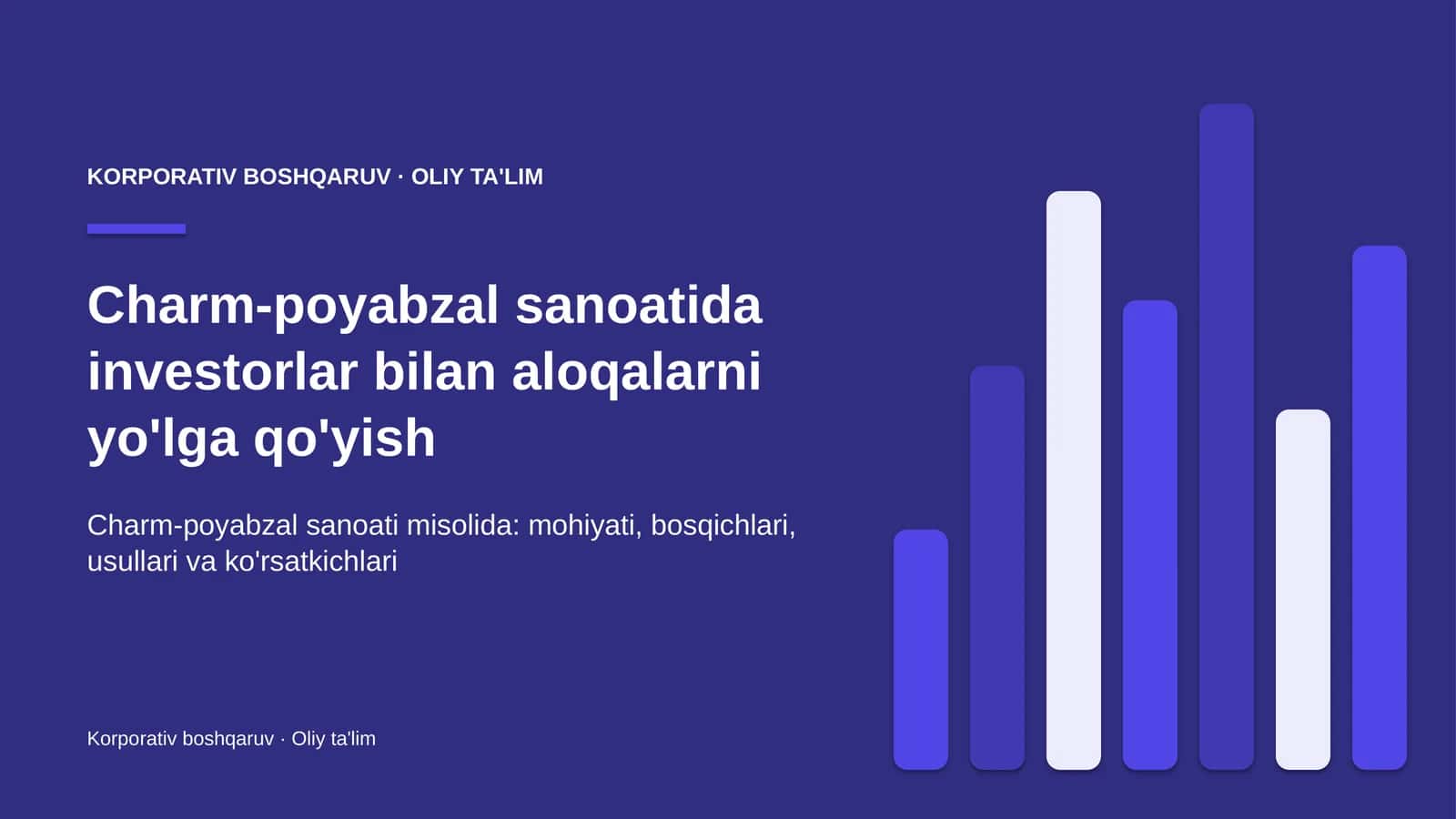 Charm-poyabzal sanoatida investorlar bilan aloqalarni yo'lga qo'yish