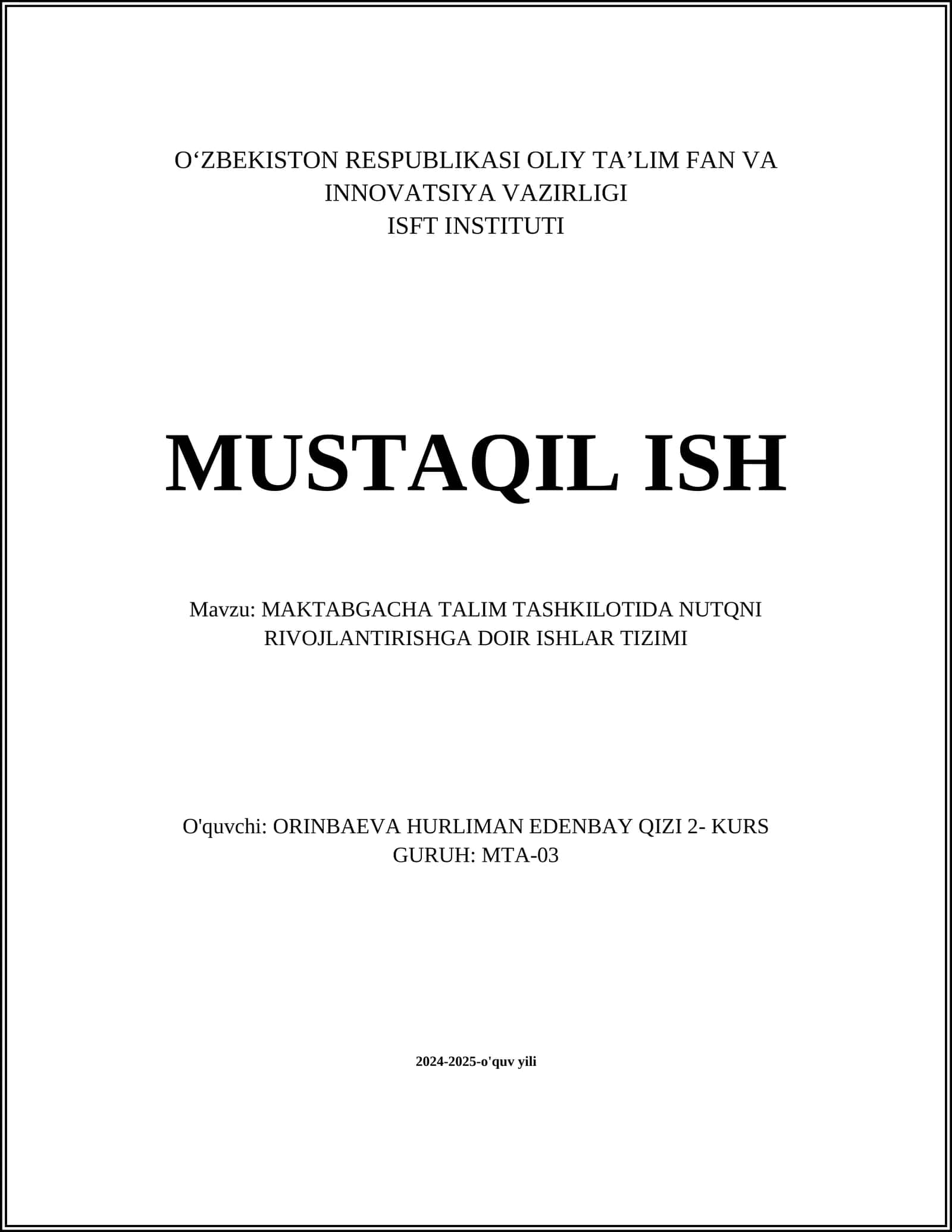 Nutqni rivojlantirishning nazariy asoslari