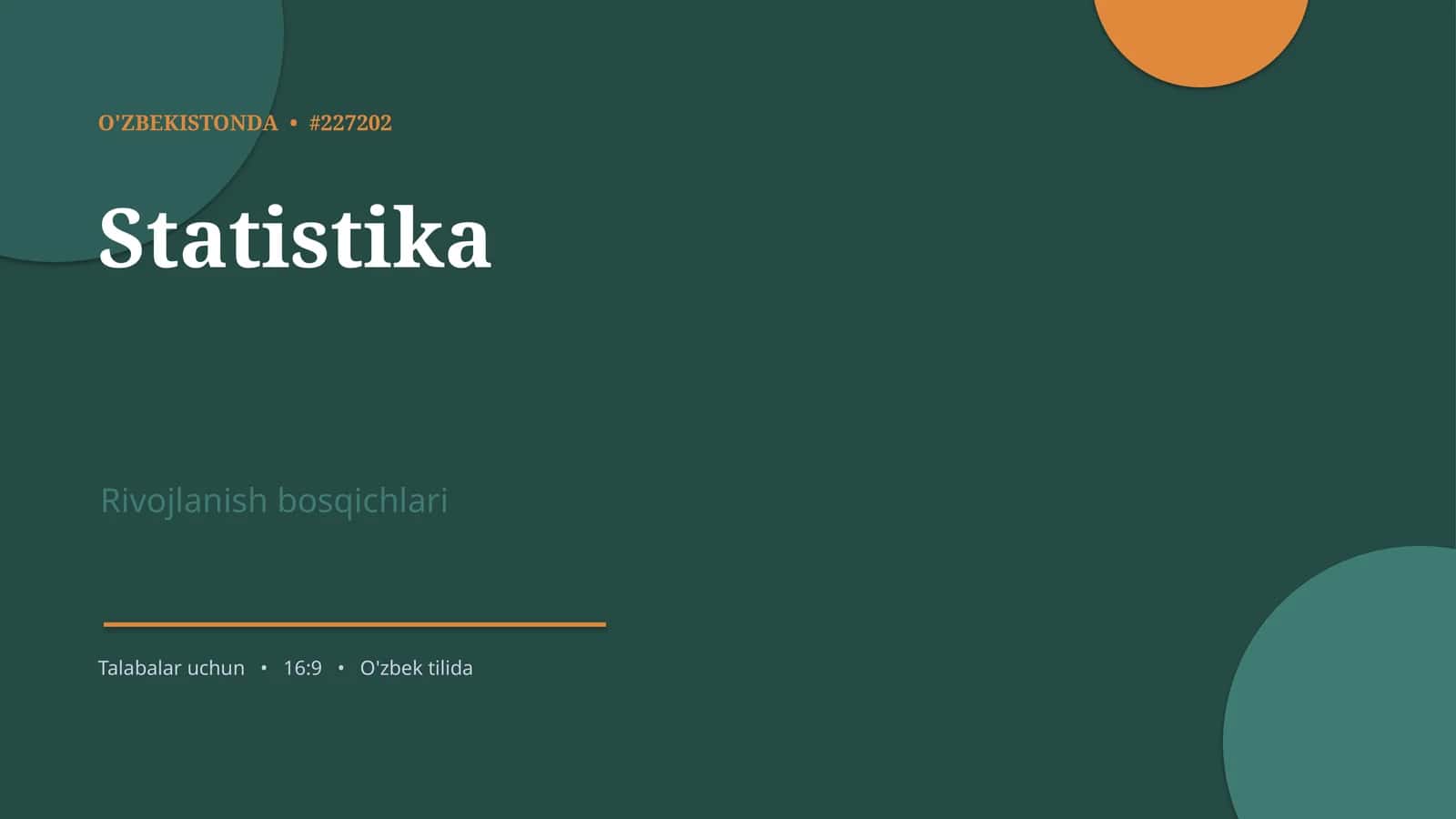 Statistika Rivojlanish bosqichlari