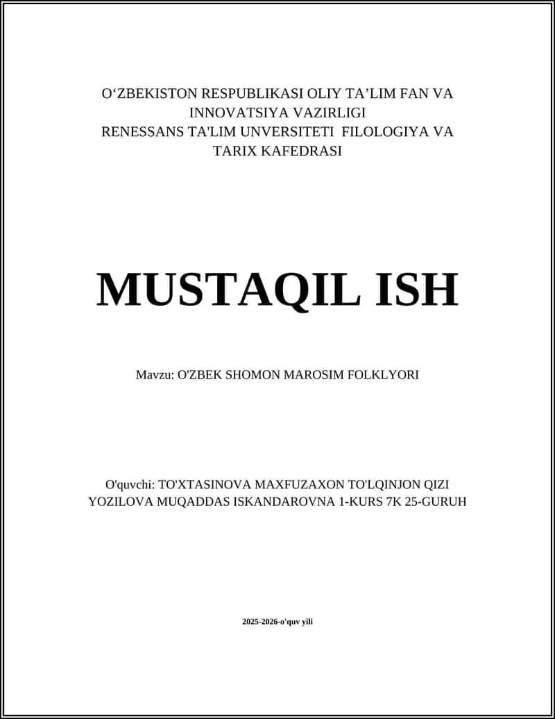 O'zbek shomon marosim folklori